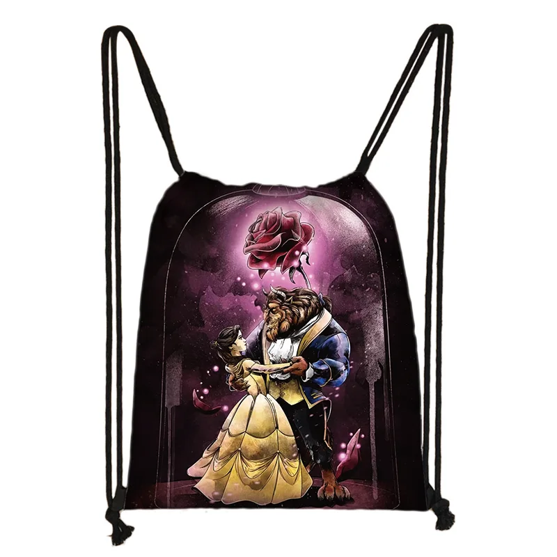 Fashion Disney Beauty and the Beast Daily Casual Bag Boys Girls Knapsack Drawstring Bags Storage Bag Shopping Beach Bags