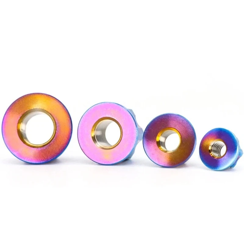 1Pcs TC4 Titanium Alloy Nut M5 M6 M8 M10 M12 M14 Pitch 0.8/1.0/1.25/1.5mm Flange Fancy Rear Nut for Bike Motoycycle Car
