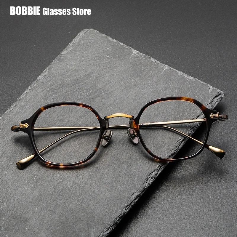 Japanese Design Acetate Titanium Glasses Frame Men Women Eyeglasses Vintage Retro Engraving Reading Eyewear Prescription Optical