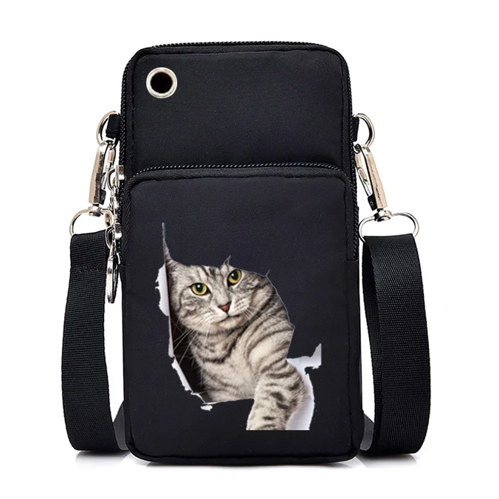 Cute Cat Graphics Small Crossbody Bags Women Harajuku Animal Mini Mobile Phone Bag Teen Messenger Bag Women Purses and Handbags