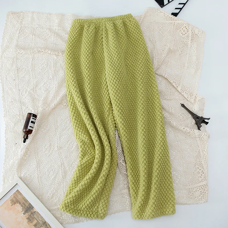 Thickened Warm Plus Size Pajama Pants Woman Autumn and Winter Trousers Flannel Pajama Trousers Female Sleeping Pants Home Girl