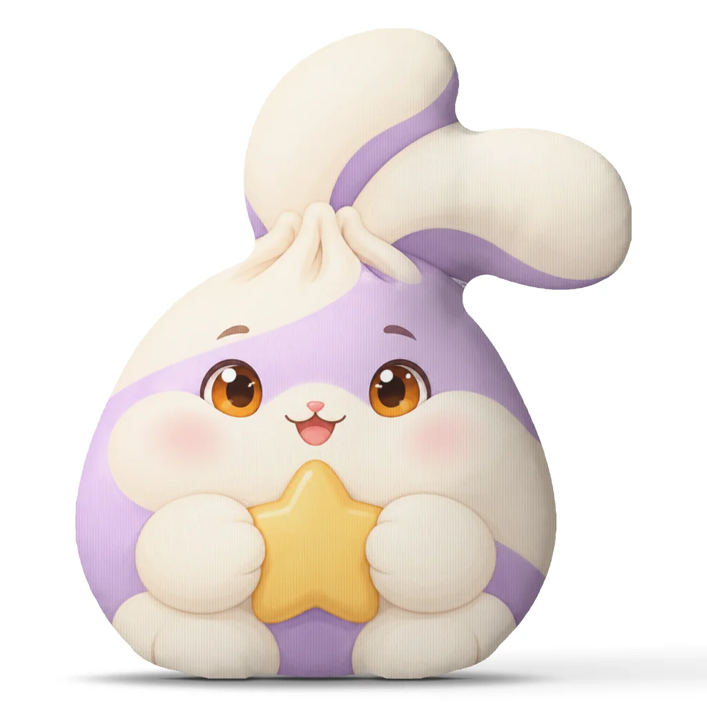 Cute Lavender Bunny Star Shaped Plush Pillow Stuffed Throw Cushion for Rabbit Lover Home Decor Sofa Bed Gift Living Room