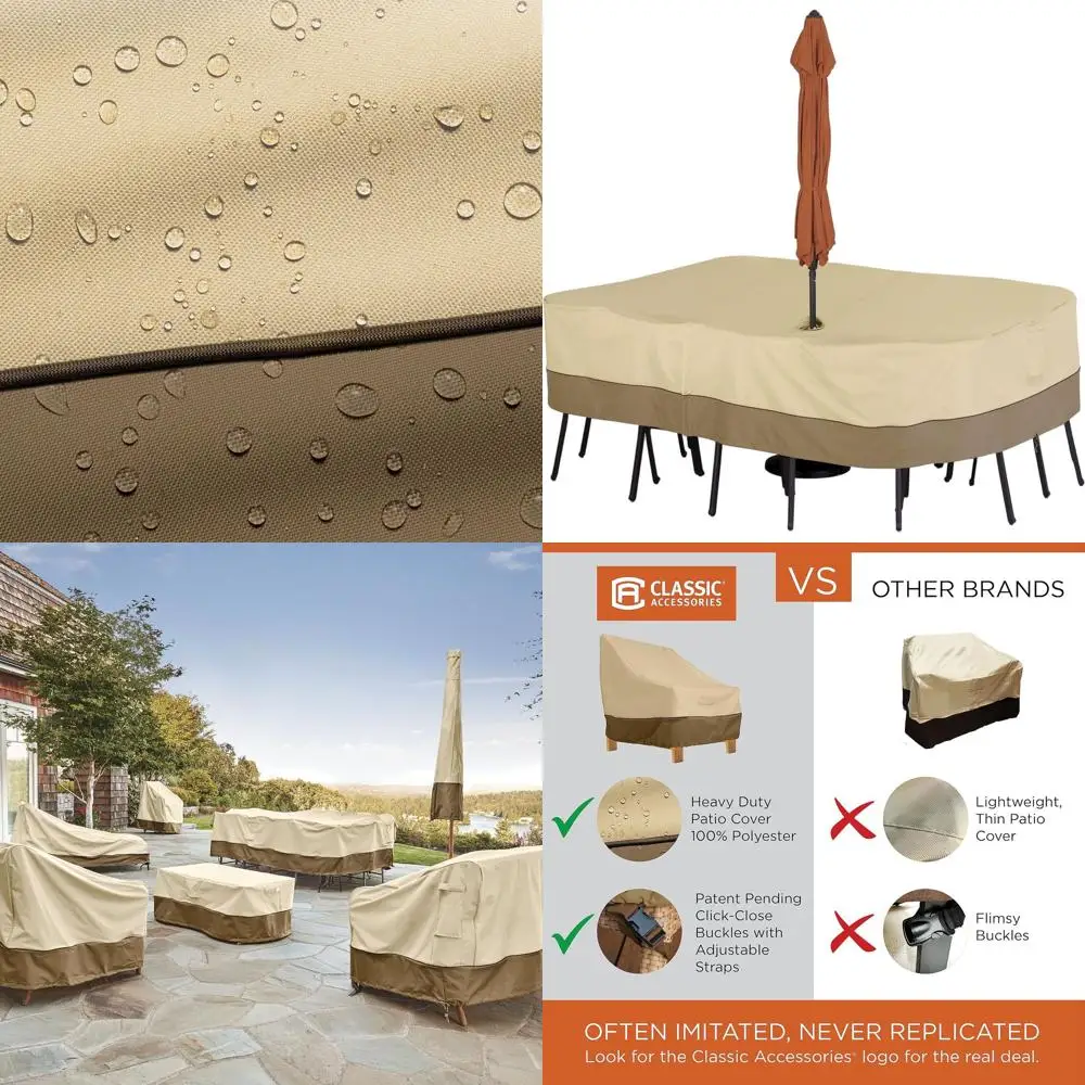 

Чехол для садового стола и стульев 88 дюймов, водонепроницаемый, с отверстием для зонта, защита для уличной мебели