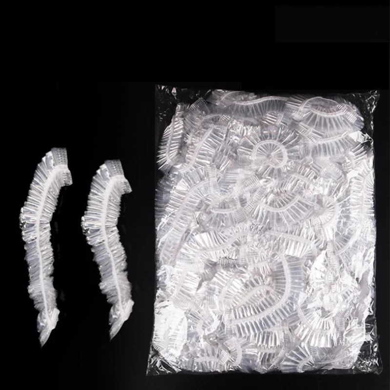 

100pcs Disposable One-off Hotel Home Shower Bathing Clear Hair Elastic Caps Hats
