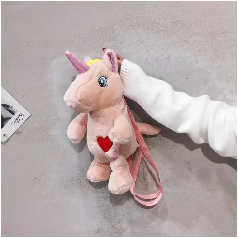 40cm Unicorn Plush Backpack Kawaii Fluffy Children\'s Schoolbag Soft Stuffed Animal Bag Cute Mini Plushie Bag Toy Gifts For Kids