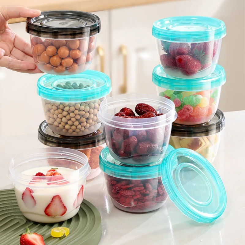 1/3/5 Pcs Round Food Fresh Keeping Box Kitchen Refrigerator Storage Container Fruits Snacks Sealed Jar Microwave Heating