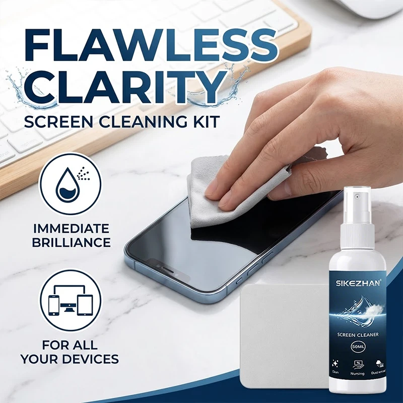 Effective Screen Cleaner Kit for LCD LED Displays and Touchscreens Non-Streaking Formula with Cleaning Cloth 50ml SIKEZHAN image 2