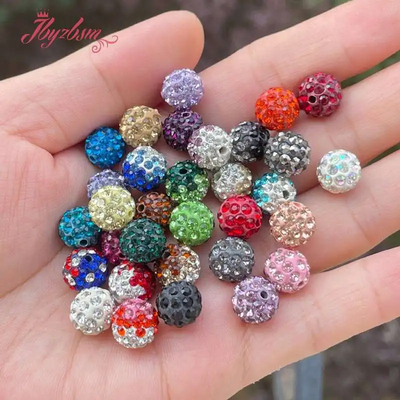 10mm Round Rhinestones Crystal Polymer Clay Pave Ball Fashion Style For DIY Bracelet Necklace Earring Wholesale Free Shipping