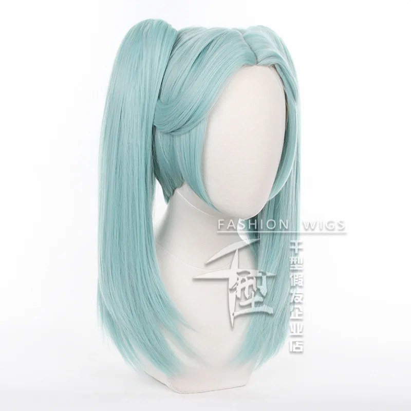 Cyberpunk Edgerunners Rebecca Cosplay Wig Double Ponytails Cyan-blue Wig Cosplay Anime Cosplay Wig Heat Resistant Synthetic Wigs