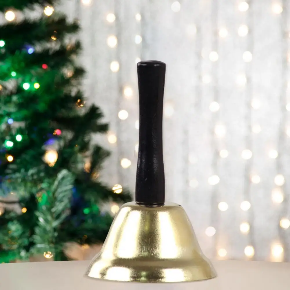 Durable Metal Bell Wooden Handle Christmas Hand Bell with Tone Jingle Bells for Santa Claus School Events Wedding Party Supplies