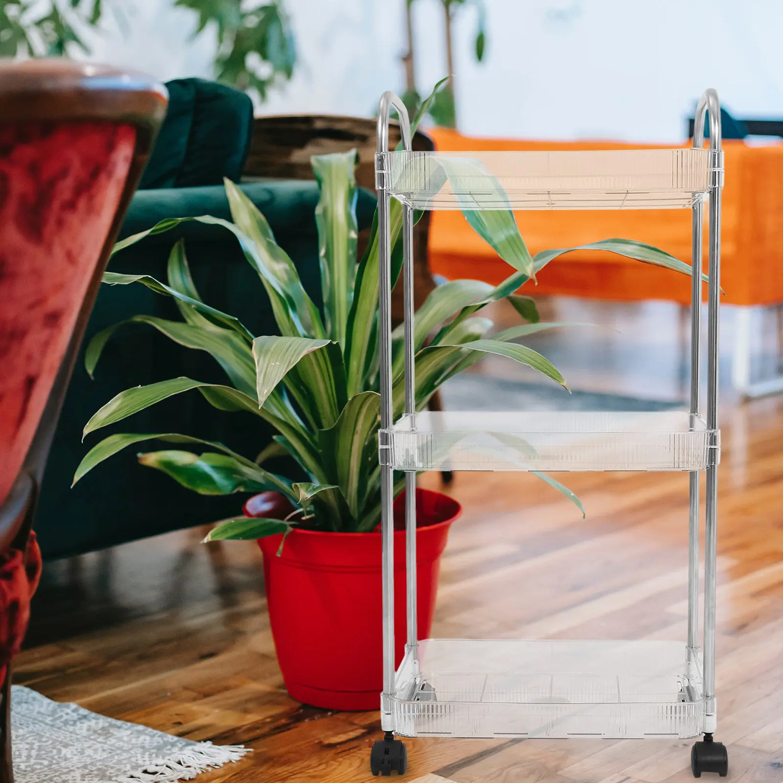 

Multi-Functional Tiered Storage Holder Reusable Salon Cart with Wheels for Hair Salon Therapy Area Compact Design