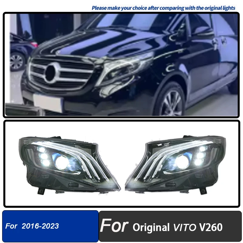 Led Koplampen + Led Achterlichten Montage Voor Mercedes Benz Vito W447 2016-2024 Halogeen Upgrade Full Led Voor achterlichten
