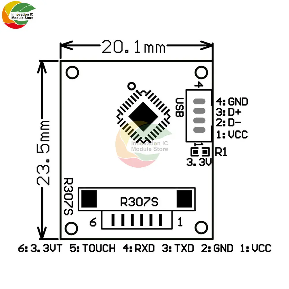 R307 Optical fingerprint reader module sensor R307-S fingerprint identification module 1000 fingerprint identification modules