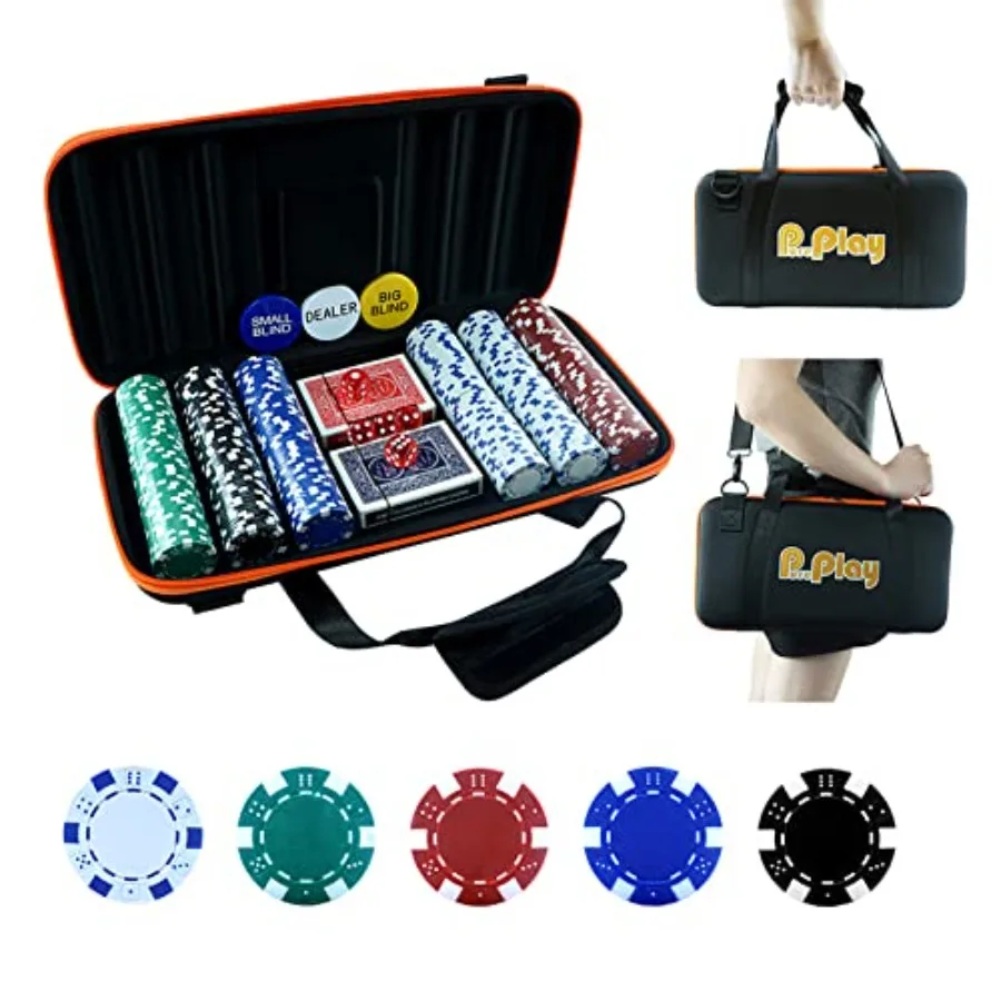 

11.5 Gram Poker Chip Set - 300 PCS Casino Poker Chips with High-Strength Oxford Cloth Handbag for Texas Holdem Blackjack Gambli