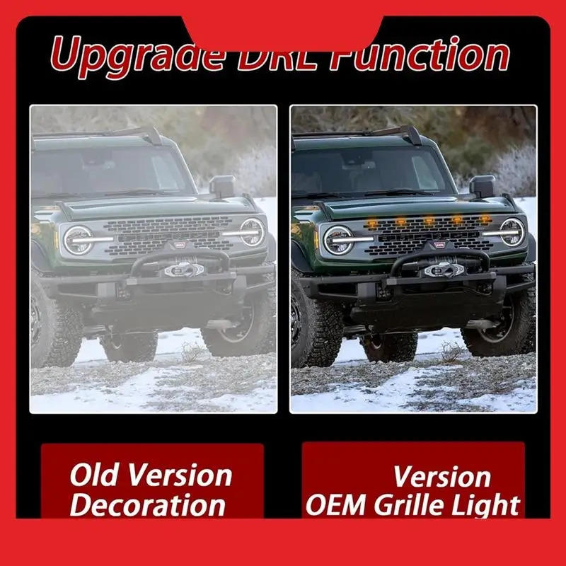 

Передние фонари для гриля Ford Bronco 2021-2023, Badlands Wildtrak Everglades, аксессуары для гриля