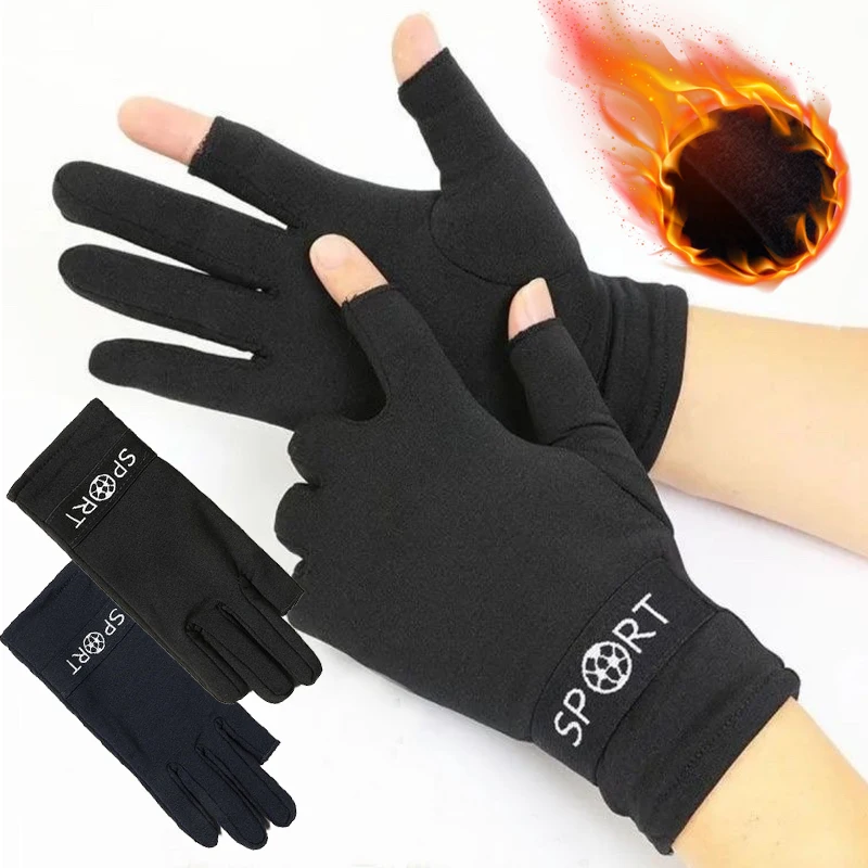 Fashion Touchscreen Winter Warm Gloves Lining Fleece Outdoor Driving Cycling Writing Gloves Windproof Elastic Fingerless Mittens