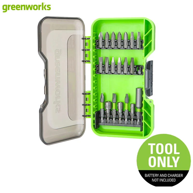 Greenworks 20-Piece Socket Wrench Set Impact Drill Bits With Magnetic Holder For Wood Metal & Plastic Storage Case Included