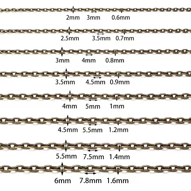 10 Yard/roll 2x3mm 3x4mm Iron Flat Rolo Bulk Chain Gold Silver Antique Bronze Black Color Link Chains For DIY Necklace Bracelet