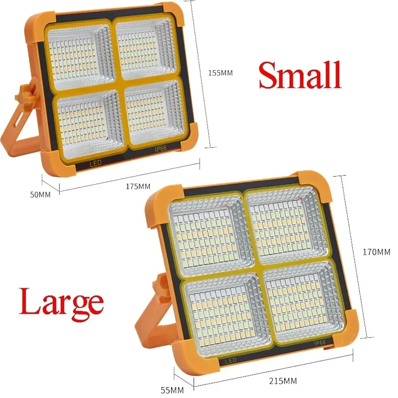 LED Solar Floodlight Rechargeable Emergency Lighting Outdoor Camping Portable Lamp IP66 Waterproof Highlight Searchlight Upgrade