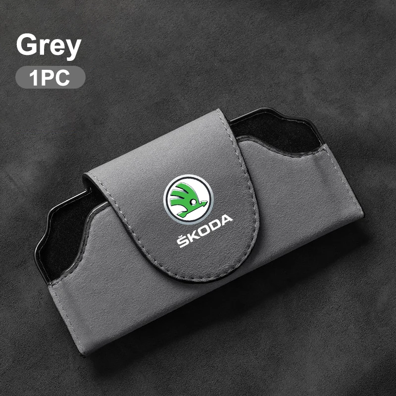 جديد الجلد المدبوغ سيارة الداخلية نظارات حالة النظارات صندوق تخزين كليب لسكودا اوكتافيا السريع كودياق رائع مشتق كاروك فابيا Kamiq #6