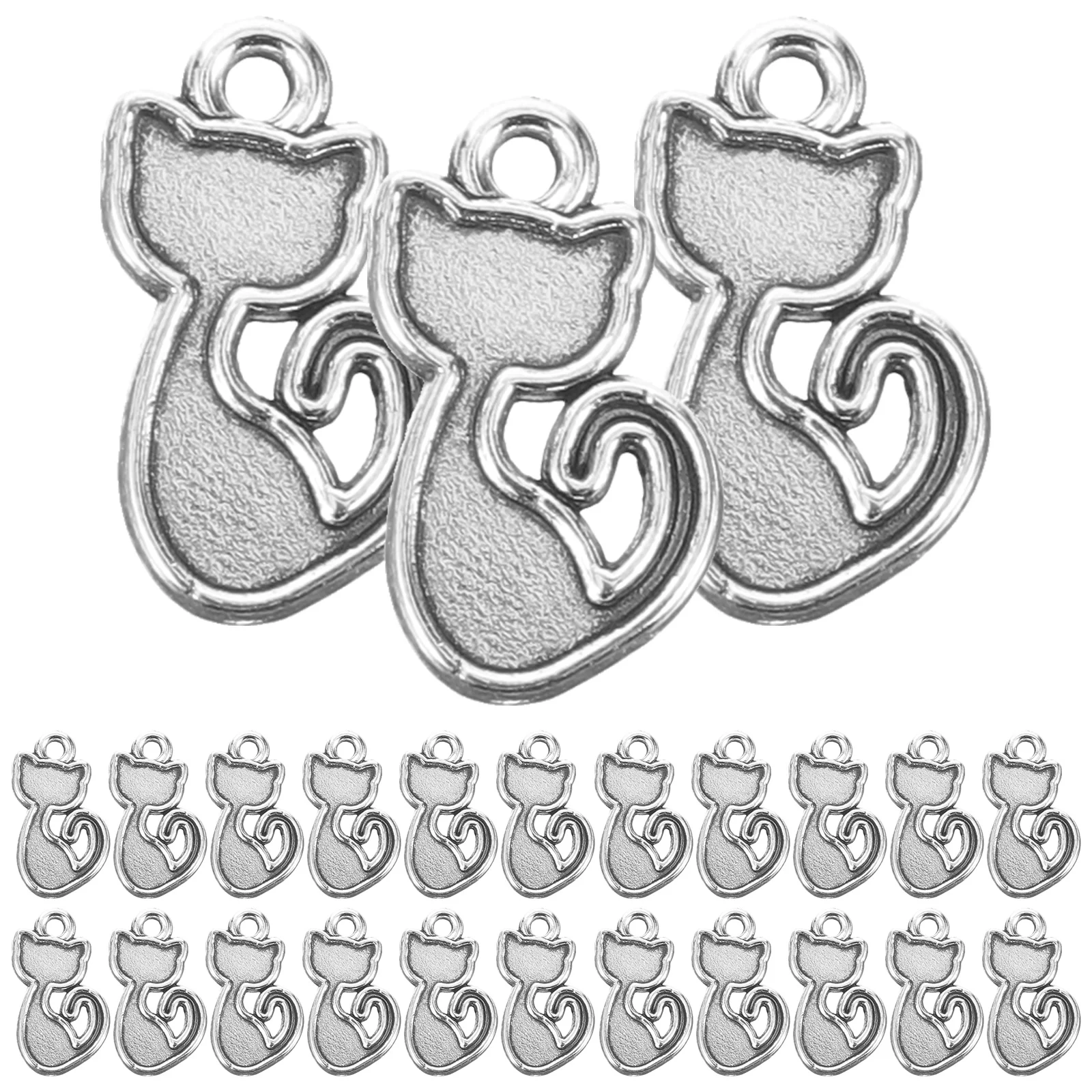 

100pcs Kitten Pendant Cat Shaped Ornaments Small Alloy Necklace Decorations Retro Vintage Charms for Jewelry Crafting