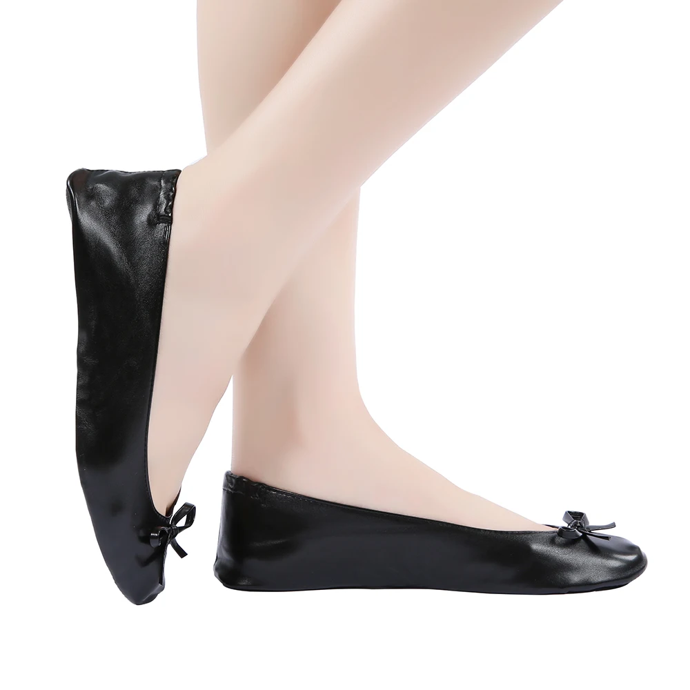 

Женские складные портативные балетки на мягкой подошве, удобные слипоны на плоской подошве для путешествий, свадьбы с сумкой