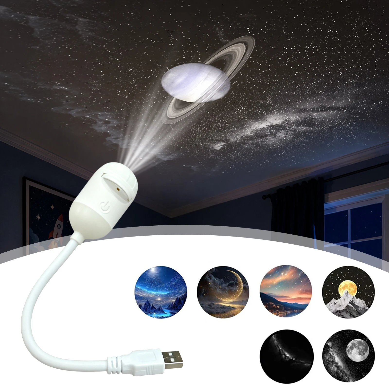 HD Galaxy Star Projector Night Light with Films USB Plug and Play Starry Sky Projector Ceiling Light Atmosphere Lamp for Bedroom