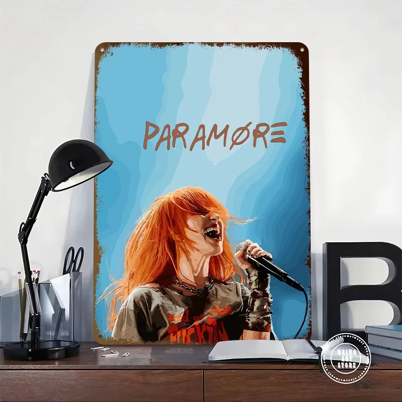 Paramore Hayley Williams Singing Portrait Personalized 3D Textured Metal Poster Wall Art Vintage Tin Signs for Decoration Garage