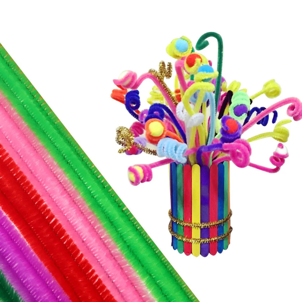 

100Pcs Kids Craft Chenille Stems Assorted Colors DIY Handmade Creative Material for Children's Imagination Development