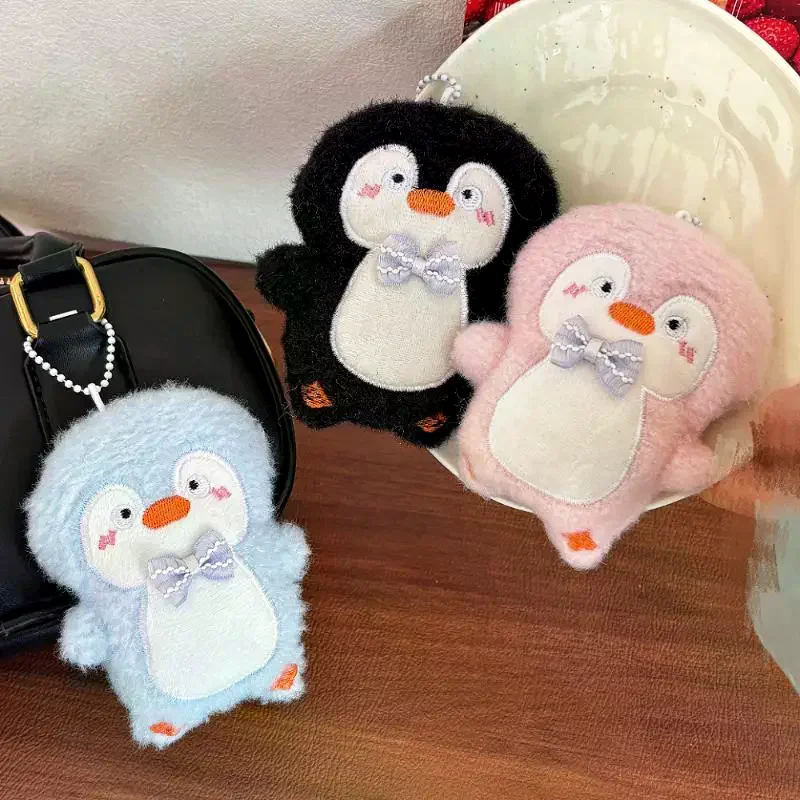 Cute Kawaii Bow Tie Penguin Plush Keychain Cartoon Stuffed Doll Backpack Pendant Decor Accessories Gift