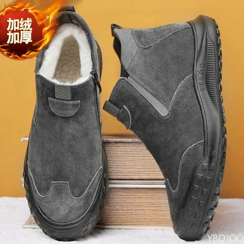 Men's Winter cotton Shoes Outdoor non slip snow Boots High top thick casual shoes Plush Warm Comfort shoes Botas Zapatos Homme