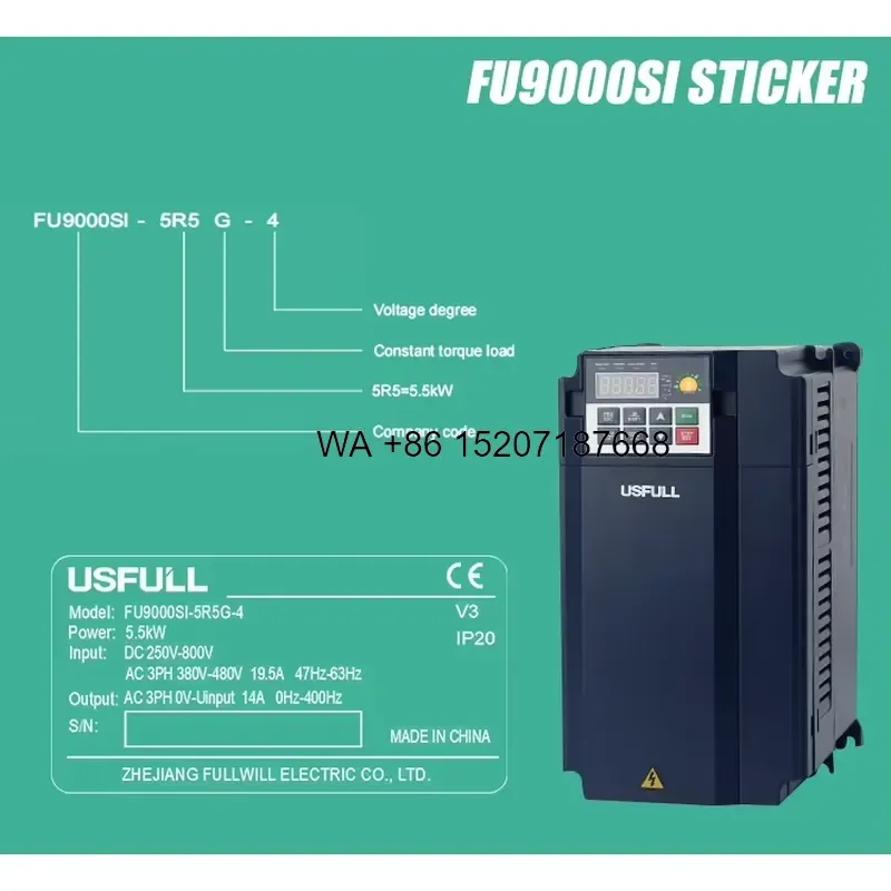 Wmwmnu for USFULL 0.75kW-2.2kW Solar Pump Inverter with MPPT RS485 for Single and Three-Phase AC Pumps