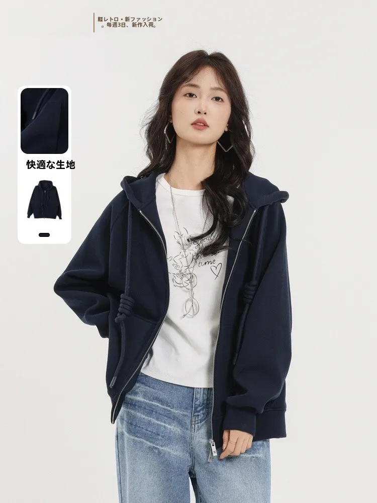 

Повседневная свободная толстовка-куртка Memory's Start, весна 2026, новая простая спортивная женская куртка на молнии, из хлопка и полиэстера