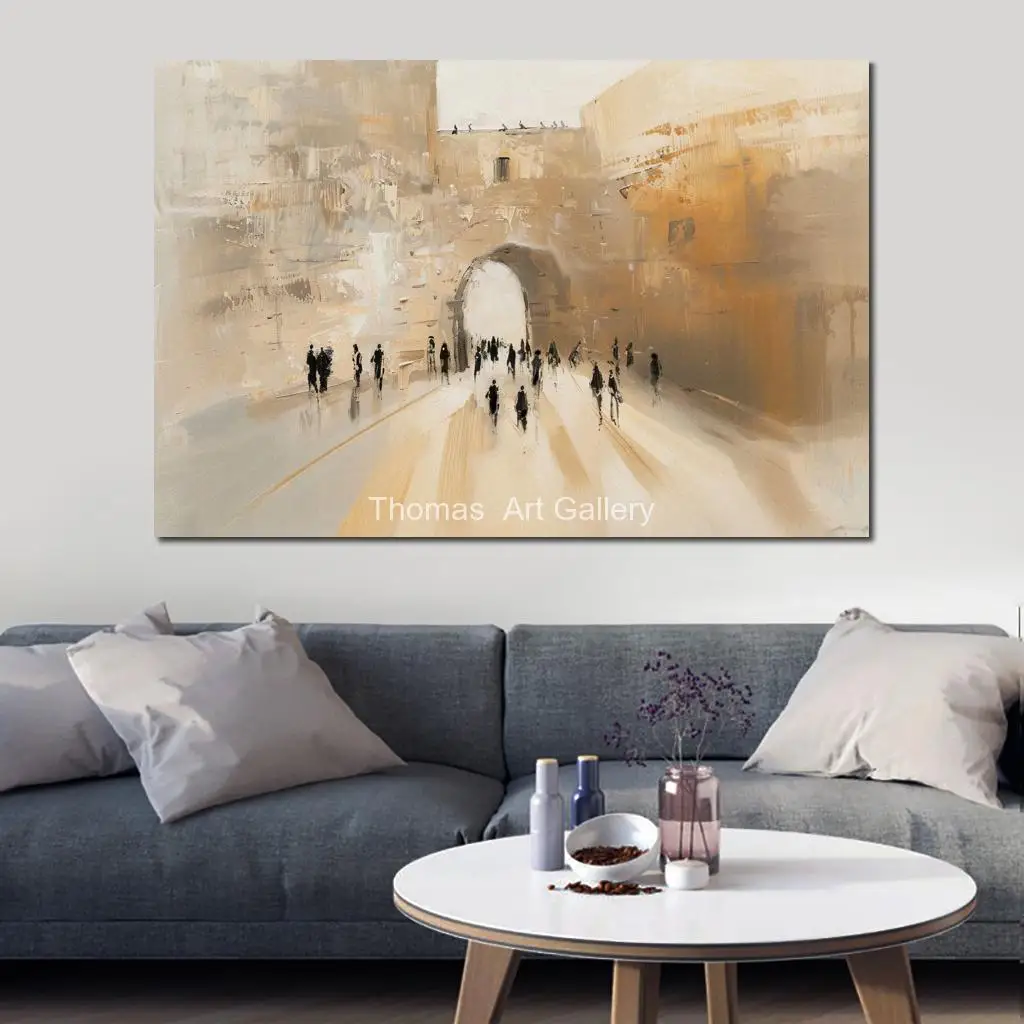 Jewish Kotel Art Canvas Prints Abstract Judaica Painting Visiting Old City Jerusalem Poster HD Printed Picture Restaurant Decor