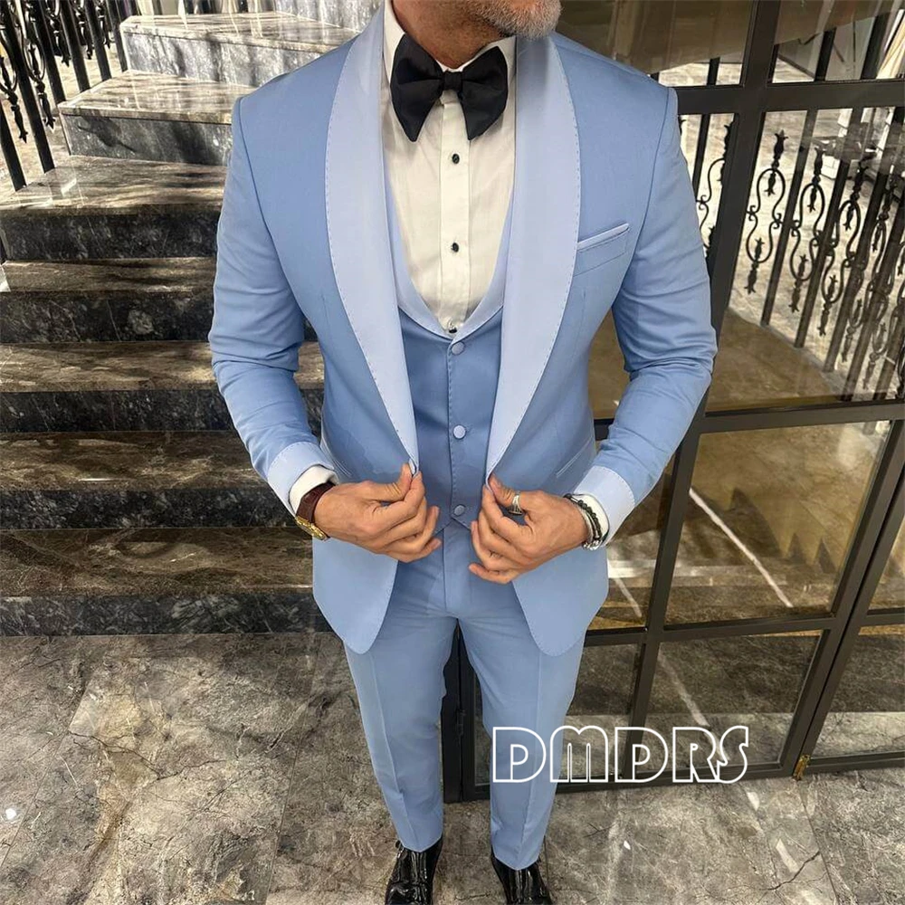 XXS-7XL Plus Size 3 Piece Suit Set for Men, Fashion Shawl Collar Single Breasted Suit Jacket Vest Pants Set Wedding Party Tuxedo