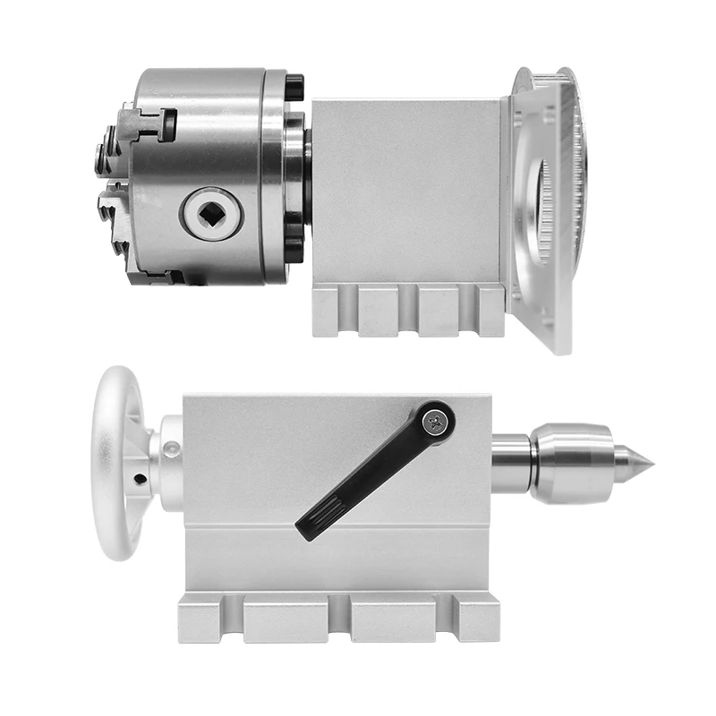 4th Rotary Axis kit：Nema 34 Closed loop motor 4.5N + Driver HBS860H + 4-Jaw Chuck K12-100mm (4:1) A aixs rotary axis + tailstock