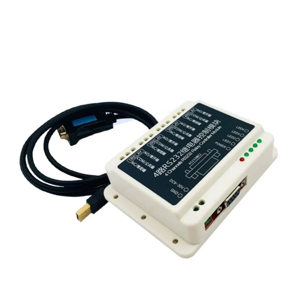 

Relay Control Board 4 Channel RS232 Serial Port Smart Home Control Switch DC9-30V Computer Connection Relay Module