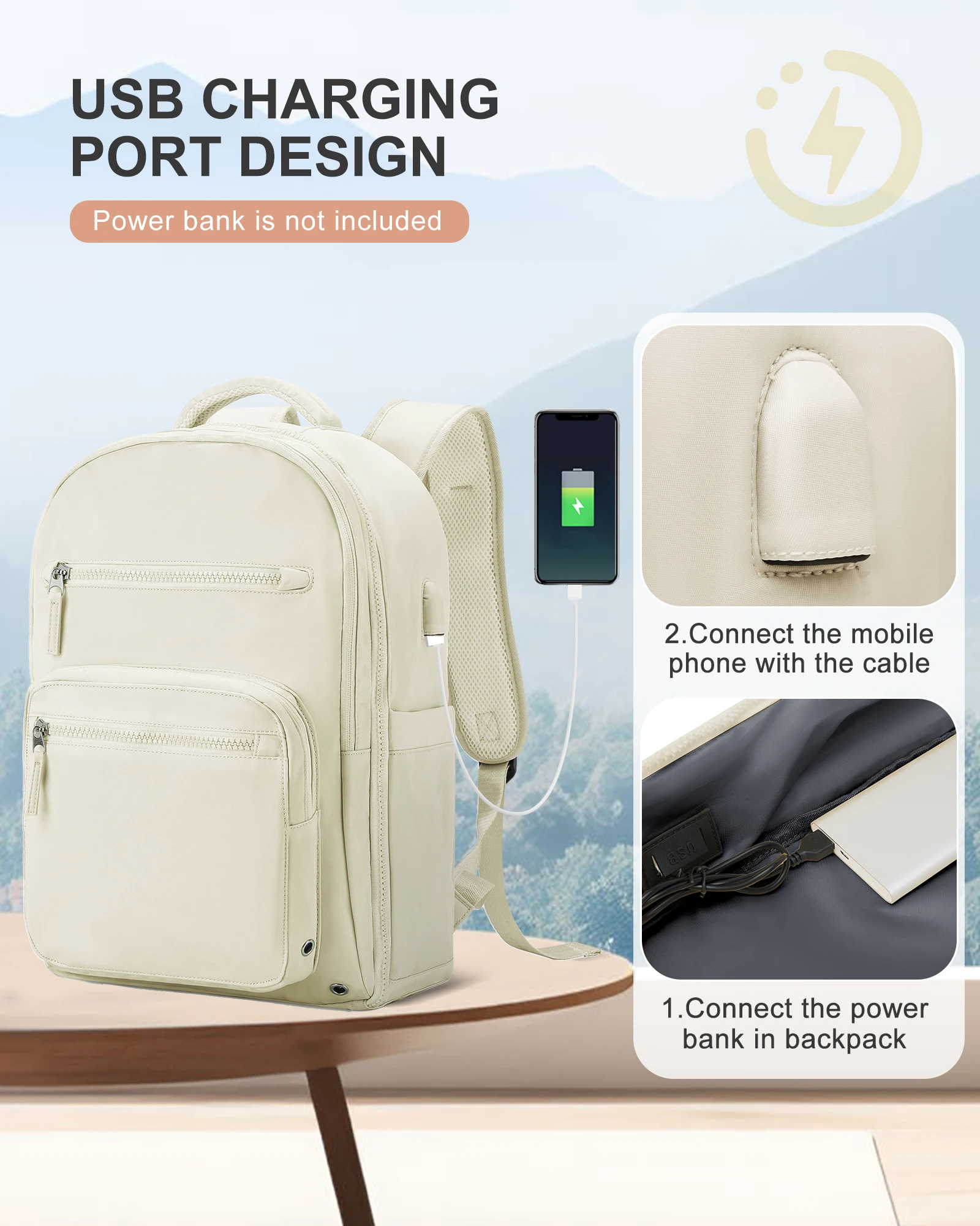 Travel Backpack for Women Men,Carry On Personal Item Backpack Flight Approved,Waterproof Casual Daypack with USB Charging Port