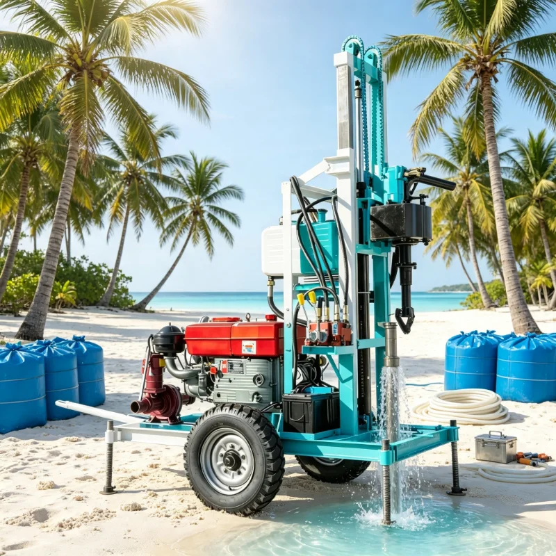 Wheeled Diesel Hydraulic Water Well Drilling Rig For 120m Deep Civil And Industrial Ground Source Heat Pump Borehole Drill Rig
