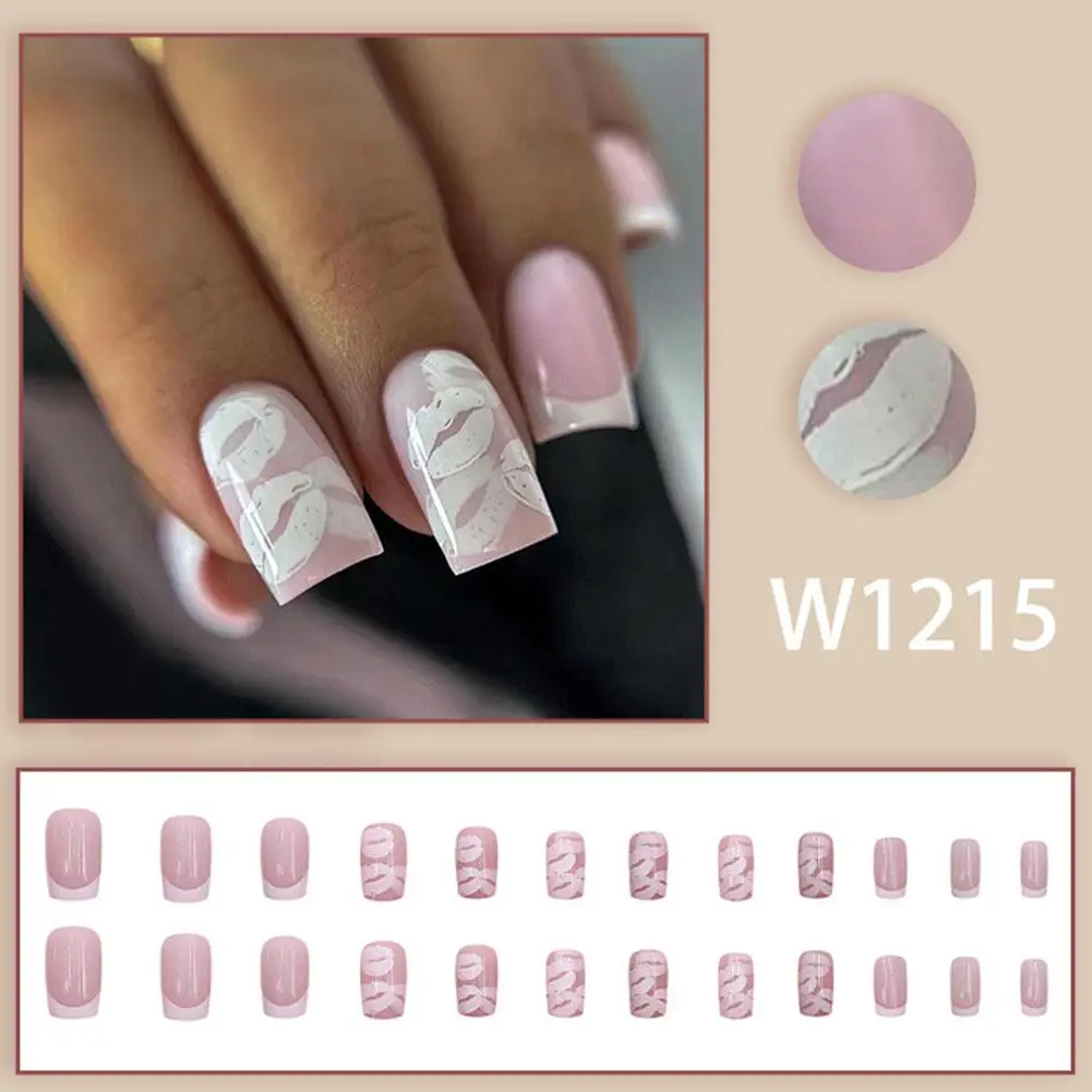Marbled Gradient False Nails - Non-fading Press-on Nails, Easy Fit For Diy Nail Art Manicure Design Press On Nail Wearable Z2k1
