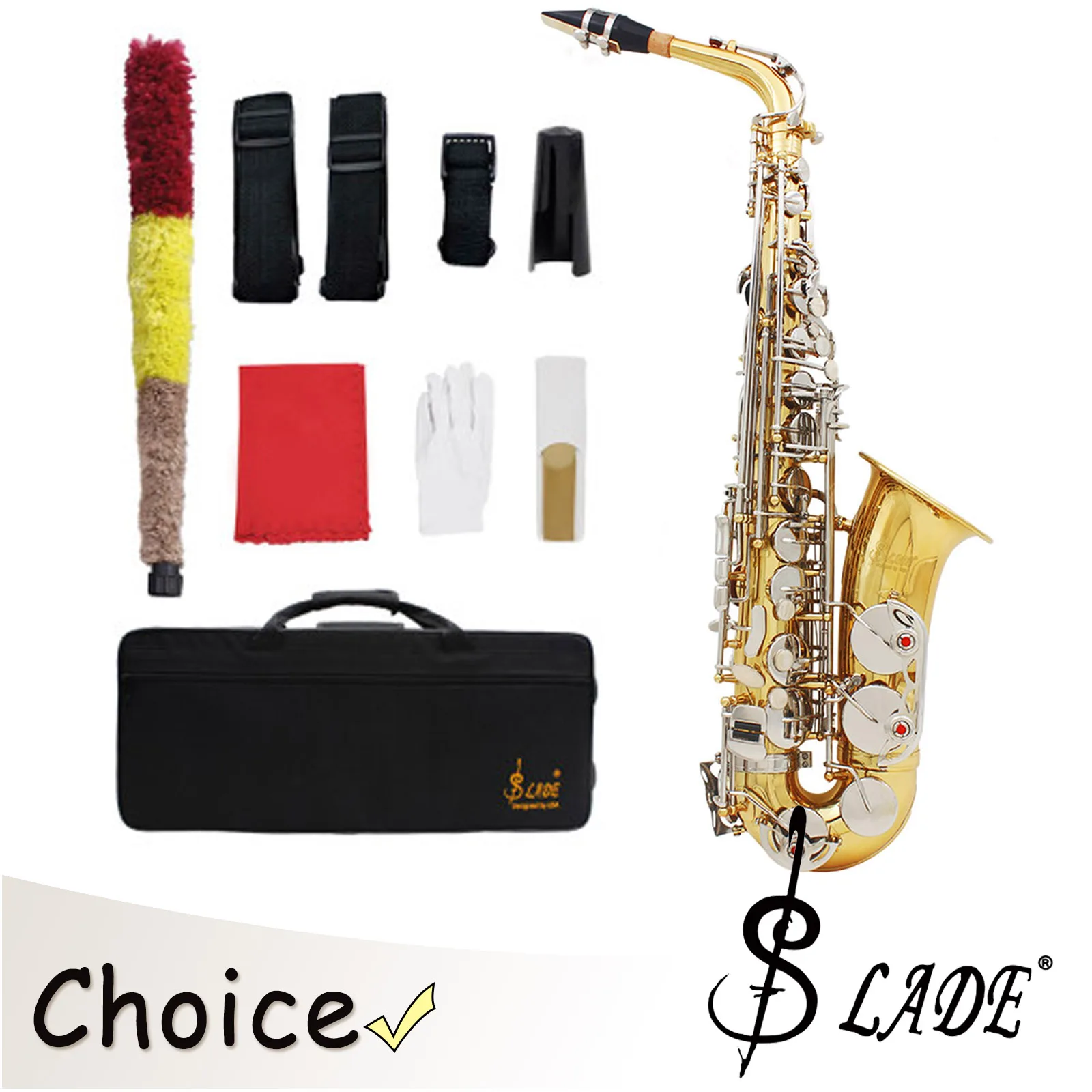 

SLADE Alto Saxophone Eb E Flat Brass Body Sax Professional Saxofone Woodwind Instrument Beginner Kits with Saxophone Accessories