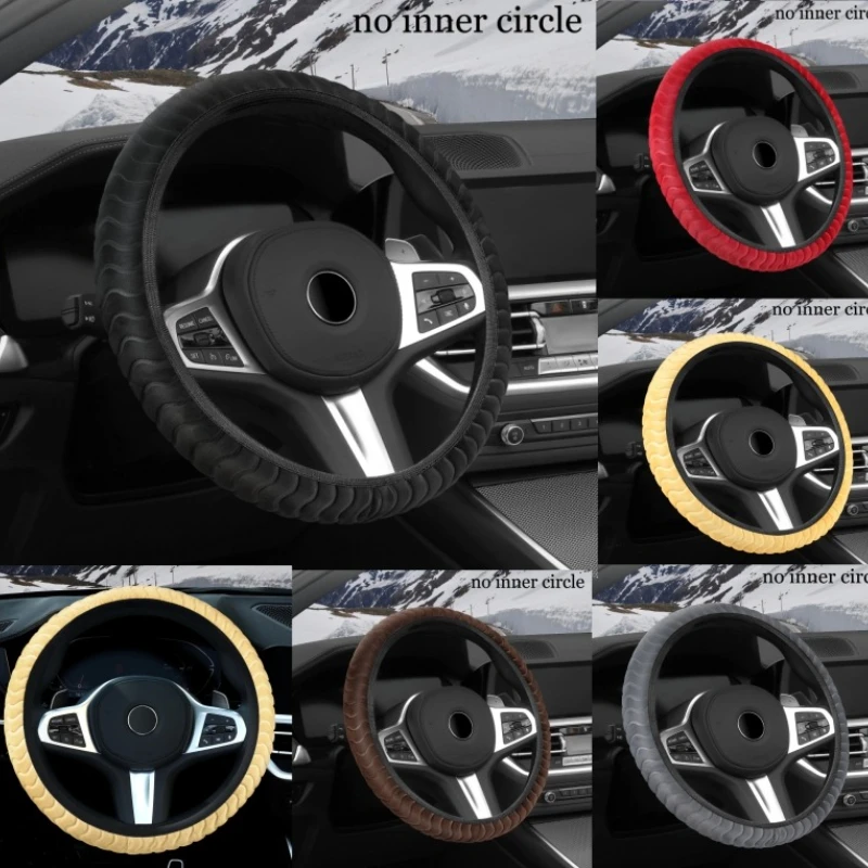 5 Colors Warm Long Wool Plush Car Steering Wheel Cover Comfortable Anti-slip For 36-39CM Car Styling Steering-wheel