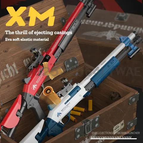 XM1014 소프트 쉘 배출 발사기 장난감 소총 총 폼 다트 듀얼 노즐 샷건 모델 어린이 성인 야외 게임 크리스마스 선물