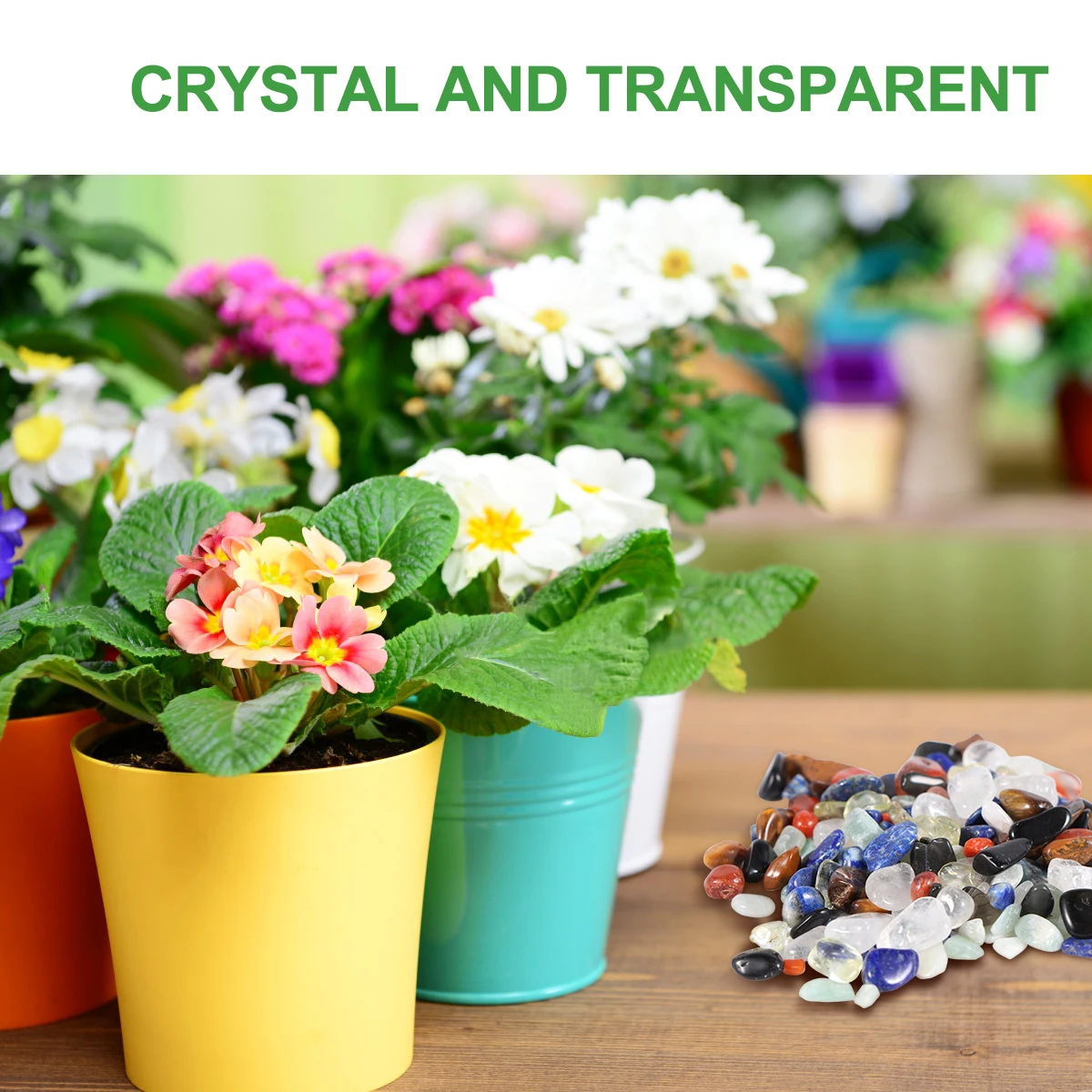 

2 Pack Natural Crystal Stones Aquarium Macadam Decorative Pebbles Rubble for Fish Tank Vase Flowerpot (Crystal+ Coloured Glaze）