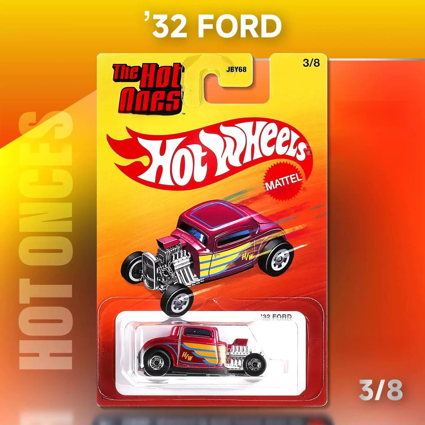 Coche Original Hot Wheels The Hot Ones 1/64, Vehículo de Metal Fundido a Presión, Modelo Ford 32, Colección de Juguetes de Aleación para Regalo de Cumpleaños
