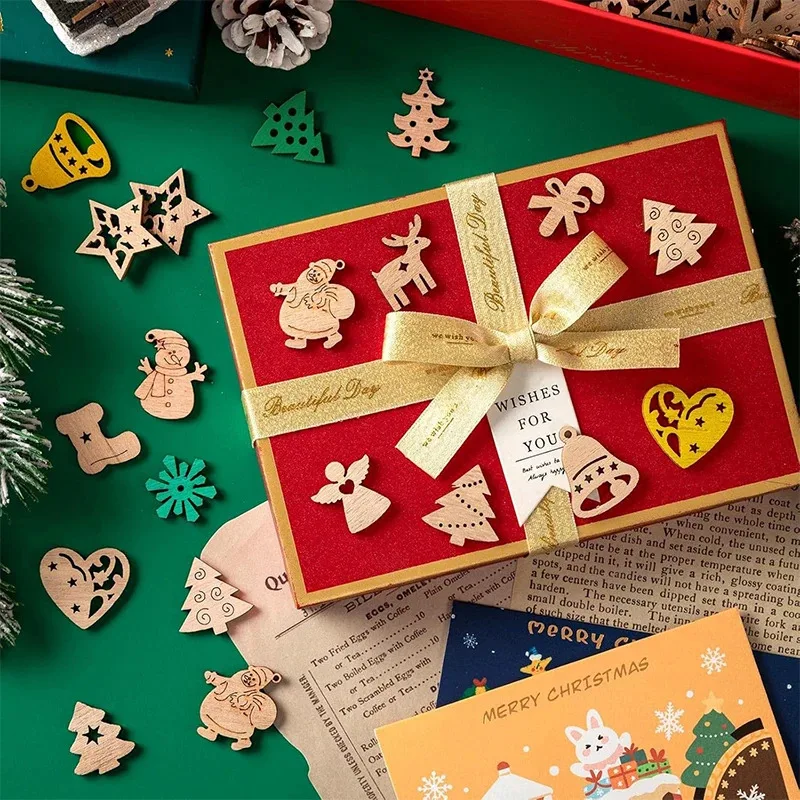 50 قطعة شجرة عيد الميلاد الصغيرة ديكور معلق الحلي خشبية سانتا كلوز ثلج الغزلان المعلقات زينة عيد الميلاد التماثيل الصغيرة #2