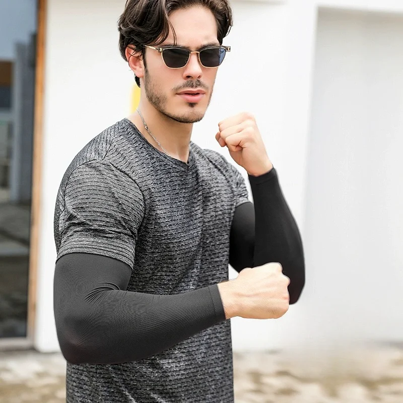 Protezione solare estiva fresca Maniche in seta di ghiaccio Sport da uomo Ciclismo Maniche protettive UV Maniche da braccio da donna