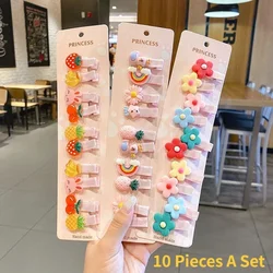 10pcs a set new Girls Cartoon Cute animal Rainbow Flower Hair Clips Kids Sweet Hair Decorate Bangs Hairpin Barrettes Accessories