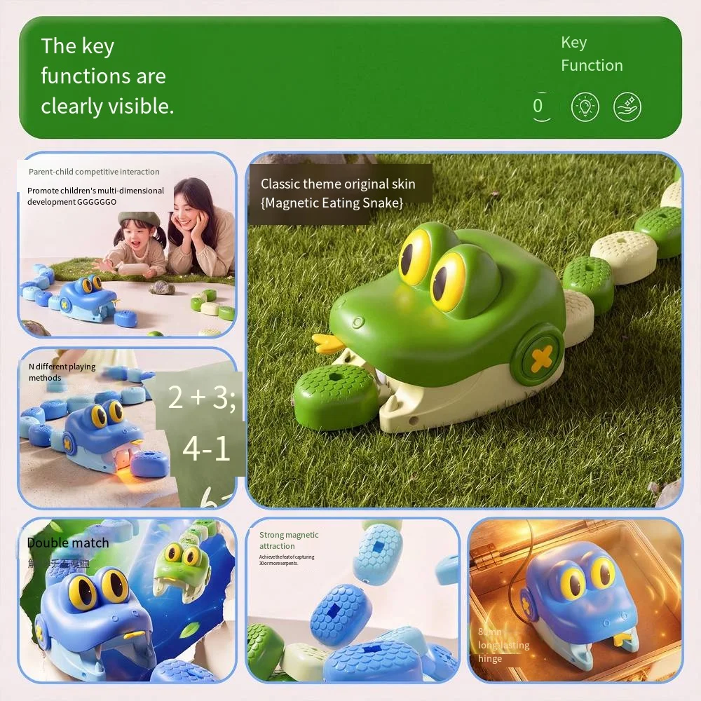 Remote Control Magnetic Eating Snake Toy 2 Players Battle Game Educational Interactive Puzzle Toy Boys Girls Birthday Gift view 2