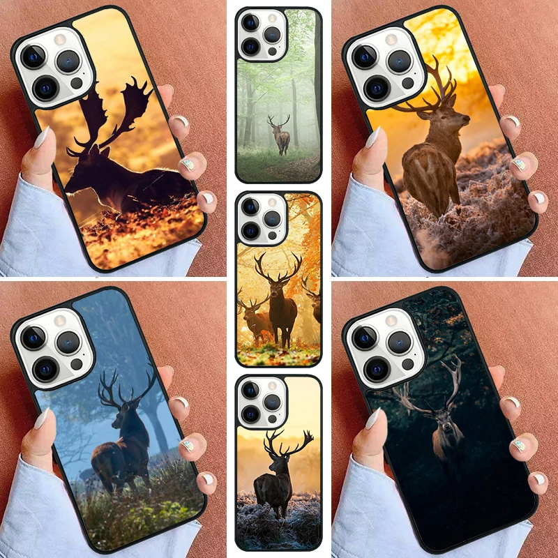 Stag Bull Moose Reindeer Deer Phone Case For iPhone 16 15 14 Pro 11 13 12 Mini Max SE 2020 6 7 8 Plus Cover Capa